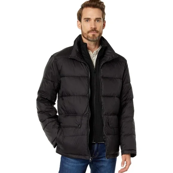 Cole Haan Puffer Jacket With Bib Men's Size Small Black New - Picture 1 of 7